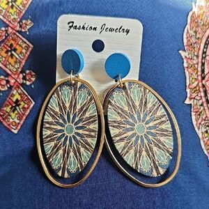 Boho Blue and Gold Earrings